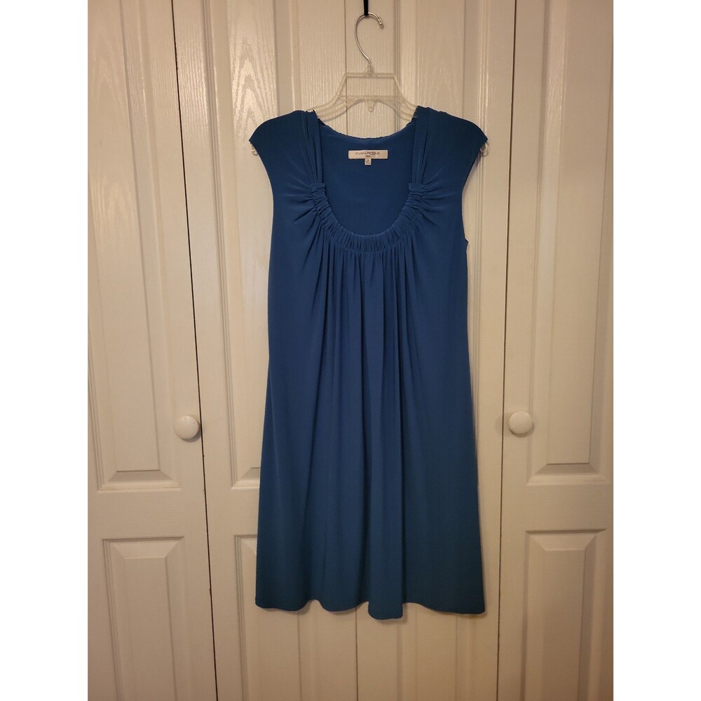 EVAN-PICONE Blue Sleeveless Knee-Length Dress